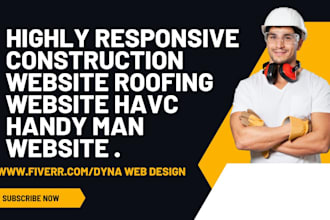 create  professional construction website roofing website hvac handy man website