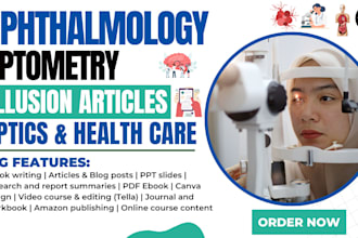 write medical ebook, ophthalmology, nursing kdp book writer, workbook, journal