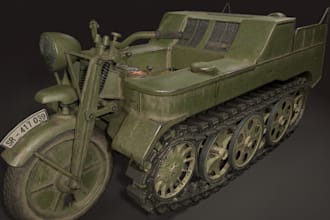 model 3d military motorcycle for game,military vehicle,render army jeep,3d boat