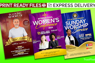 design church, obituary, event, funeral, ministries flyer or poster