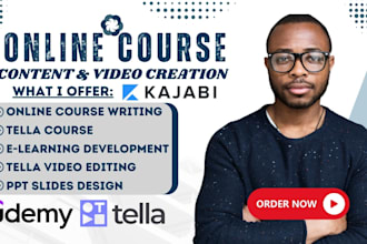 write online course content, tella course, ppt slide, create, edit tella video