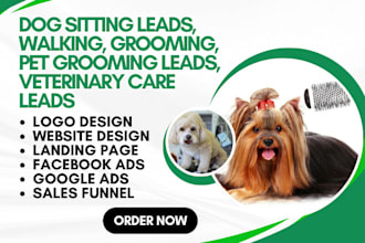generate dog sitting, walking leads pet, dog grooming, veterinary care leads