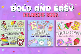 draw bold and easy coloring book pages for kids and adults for amazon KDP