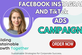 be your shopify facebook ads campaign instagram ads tiktok ads marketing manager
