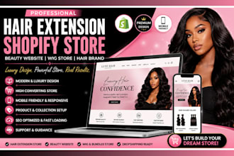design hair extension shopify store hair website beauty store