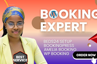 setup wp booking, bookingpress, amelia booking, airbnb, beds24,bookly pro