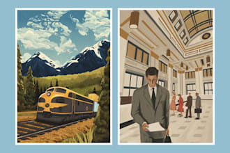 create  beautiful retro vintage illustration