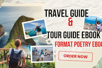 design, write travel guide, tour, trip travel, budget planner format poetry book