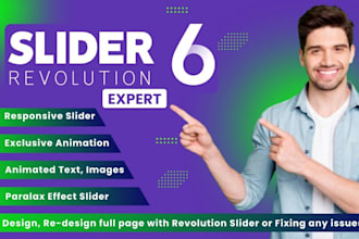 create or fix smart slider using slider revolution, layer slider within 12 hrs