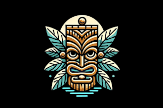 design unique tiki traditional mascot logo with created