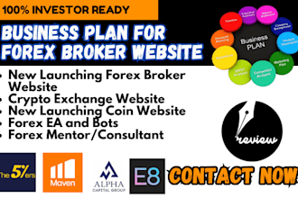 make investor ready business plans marketing for forex broker crypto website