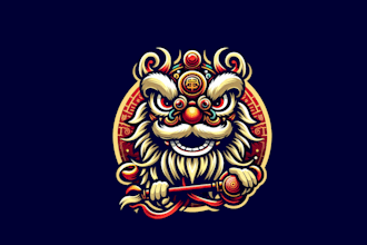 design for chinese lion dance mascot logo with create