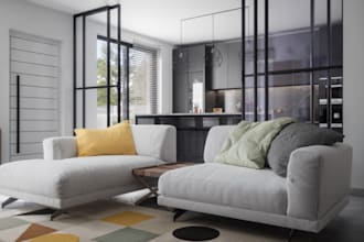 buildup 3d house rendering,ikitchen interior, livingroom,exterior design,render