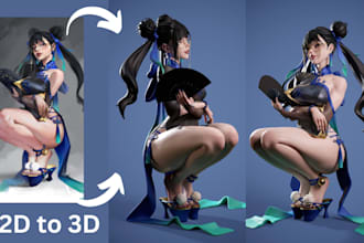 convert 2d to 3d modelling, sculpt 3d figuring, 2d image to stl file 3d printing