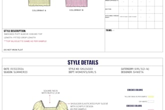 create fashion tech packs and flat sketches