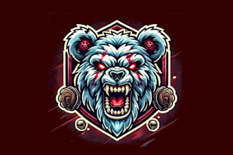 design unique for angry zombie bear head mascot logo with create