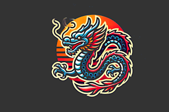 unique design for chinis dragon mascot logo with your company page