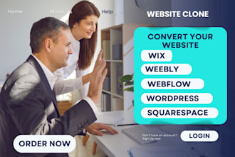 convert clone or transfer wix, weebly, webflow, squarespace to wordpress website