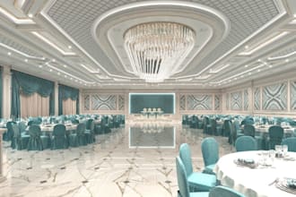 redesign 3d wedding decor, luxury restaurant interior design,3d hall walkthrough