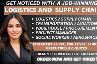 write logistics, supply chain, transportation, aviation, procuremets resume