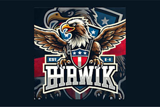 do hawk esport mascot logo with unlimited revisions