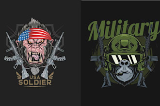 design high quality gorilla gun military logo