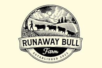 design unique super creative runaway bull logo