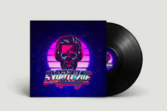 create 80s retro, synthwave cover art, album cover