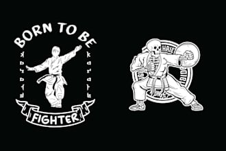 create custom skeleton fitness or martial art logo