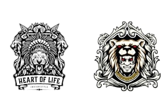 make vintage tattoo tiger or lion logo