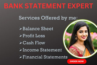 do bank reconciliation, cash flow, income statement and balance sheet