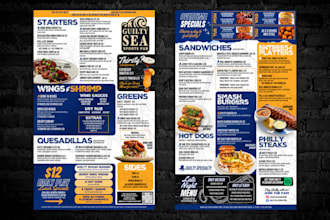 design an awesome restaurant menu, food menu, or drink menu