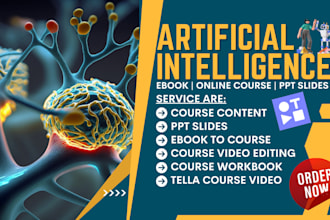 write artificial intelligence online course, PPT slides, create video on tella