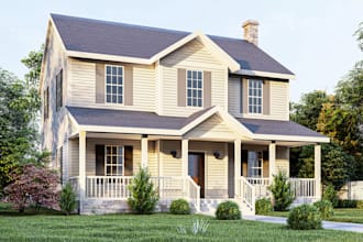 design architectural 3d exterior house, commercial building and realistic render