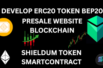 develop erc20 token bep20 token, shieldeum depin token, smart contract, presale