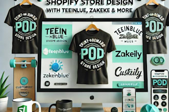 design a 3d pod shopify store with teeinblue zakeke customily kickclip