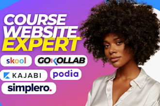 podia simplero landing page course website kajabi email campaign skool gokollab