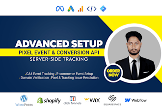 fix or setup facebook pixel, ga4, conversion API and GTM for ecommerce tracking