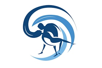 design couple dancing blends wave logo
