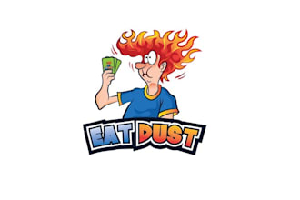 create spiciest looking eat dust card game logo design