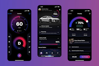 design sleek car control app UI UX for mobile