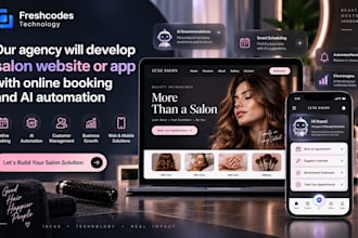 develop a salon website or app with online booking and ai automation