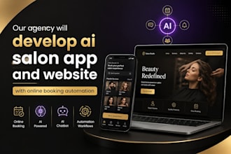 develop ai salon app and website with online booking automation