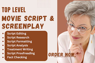 offer script editing, formatting, research, fact check, proof reading
