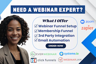 build webinar, membership funnel, automation, everwebinar webinarjam ghl systeme