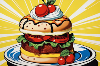 draw food in retro pop art roy lichtenstein style