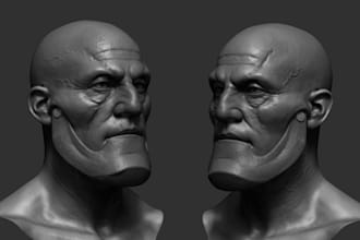 sculpt 3d face model, 3d bust model, realistic 3d character model 3d head model