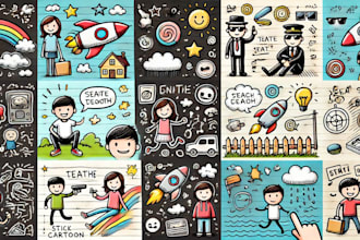 create cartoon doodle art illustration for your project