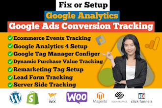setup google analytics 4, ads conversion tracking ga4 ecommerce tracking via GTM