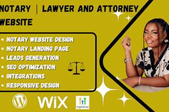 design notary website, lawyer, legal, attorney, law firm website, landing page,
